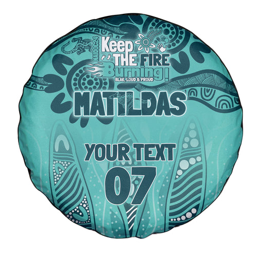 Australia Matildas Indigenous Spare Tire Cover NAIDOC 2024 Turquoise Color
