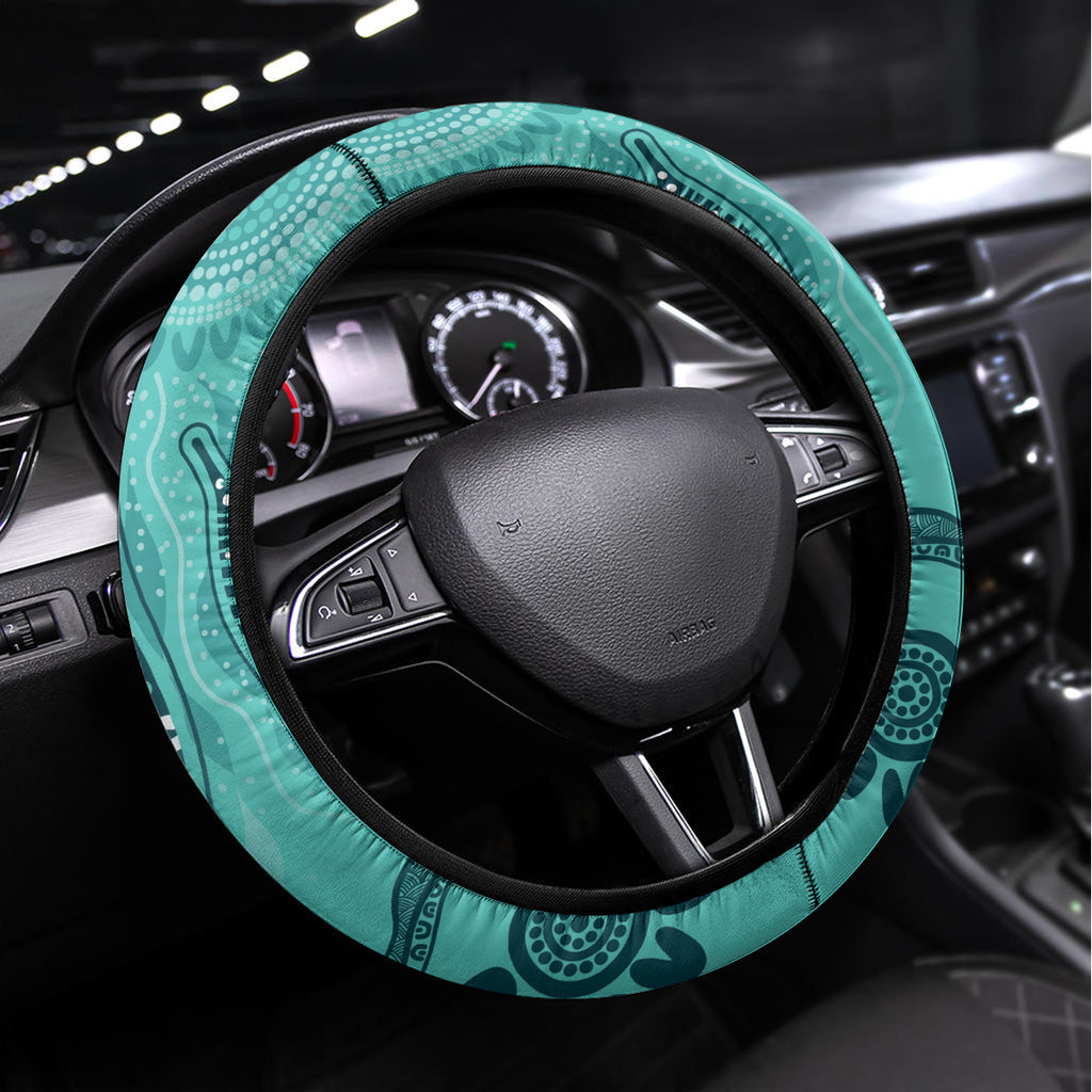Australia Matildas Indigenous Steering Wheel Cover NAIDOC 2024 Turquoise Color