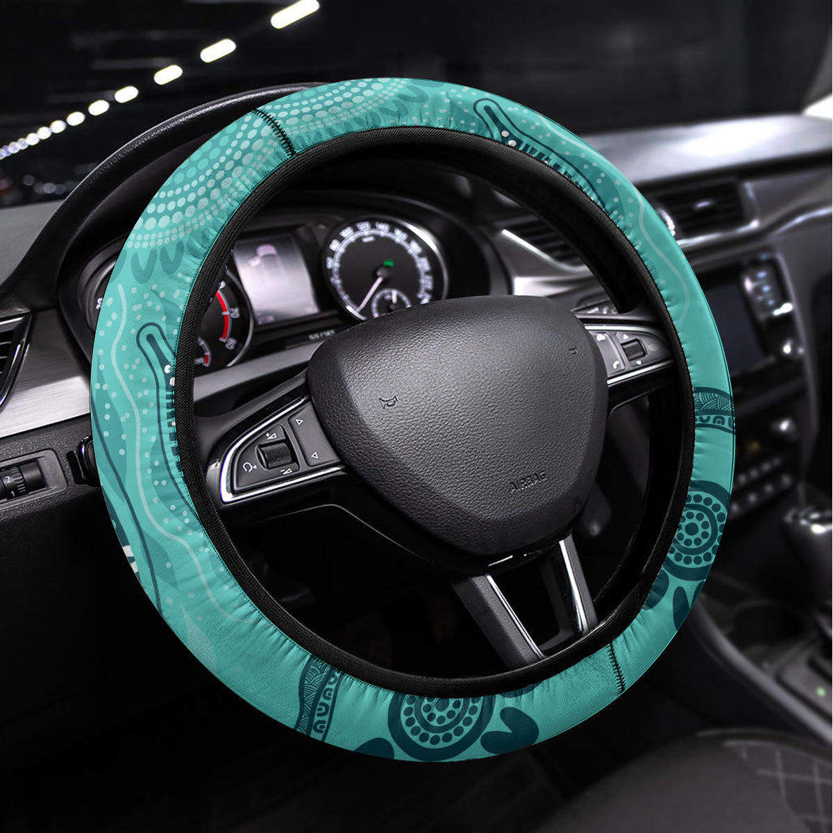 Australia Matildas Indigenous Steering Wheel Cover NAIDOC 2024 Turquoise Color