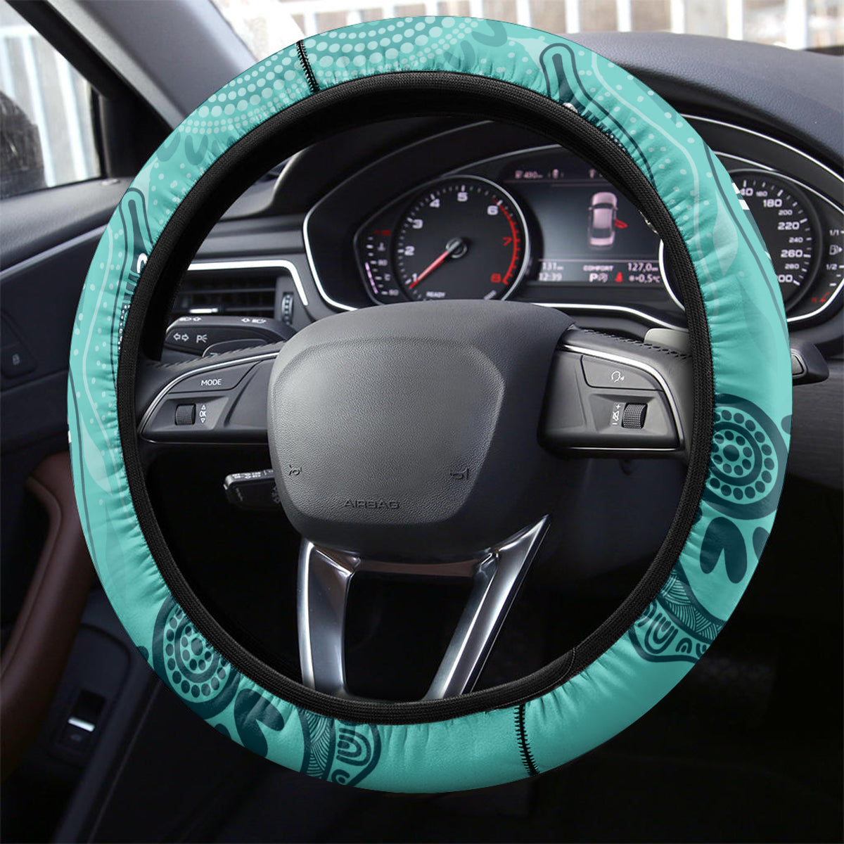 Australia Matildas Indigenous Steering Wheel Cover NAIDOC 2024 Turquoise Color