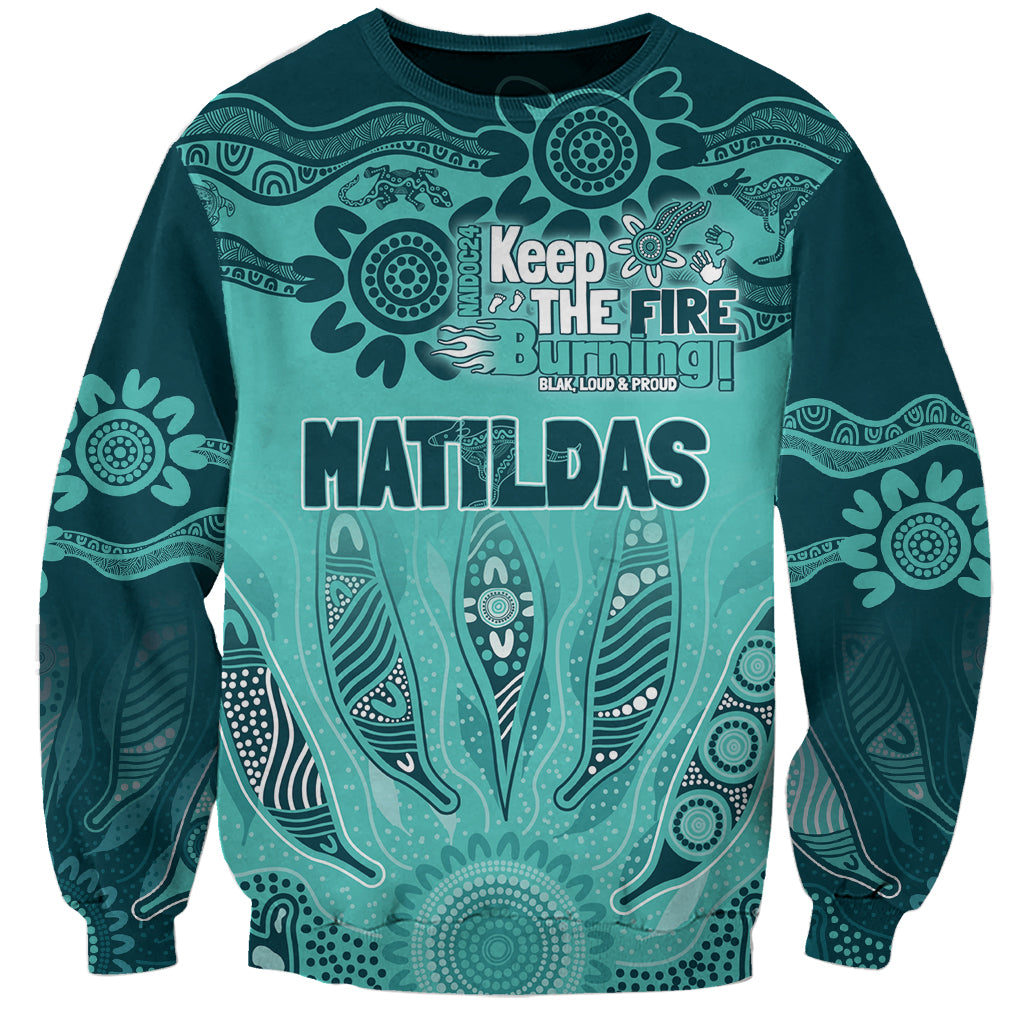 Australia Matildas Indigenous Sweatshirt NAIDOC 2024 Turquoise Color