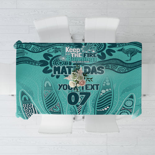 Australia Matildas Indigenous Tablecloth NAIDOC 2024 Turquoise Color