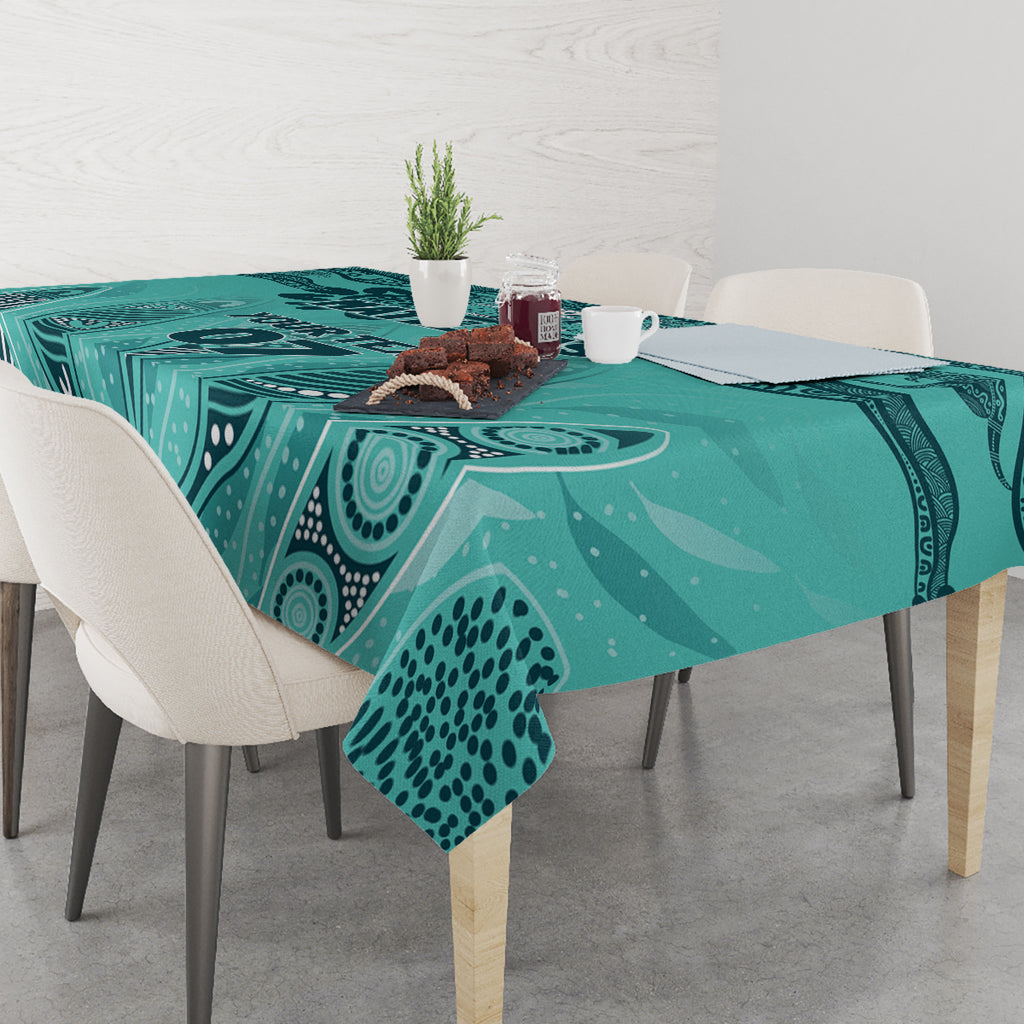 Australia Matildas Indigenous Tablecloth NAIDOC 2024 Turquoise Color