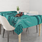Australia Matildas Indigenous Tablecloth NAIDOC 2024 Turquoise Color