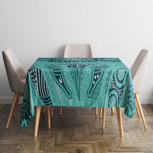 Australia Matildas Indigenous Tablecloth NAIDOC 2024 Turquoise Color