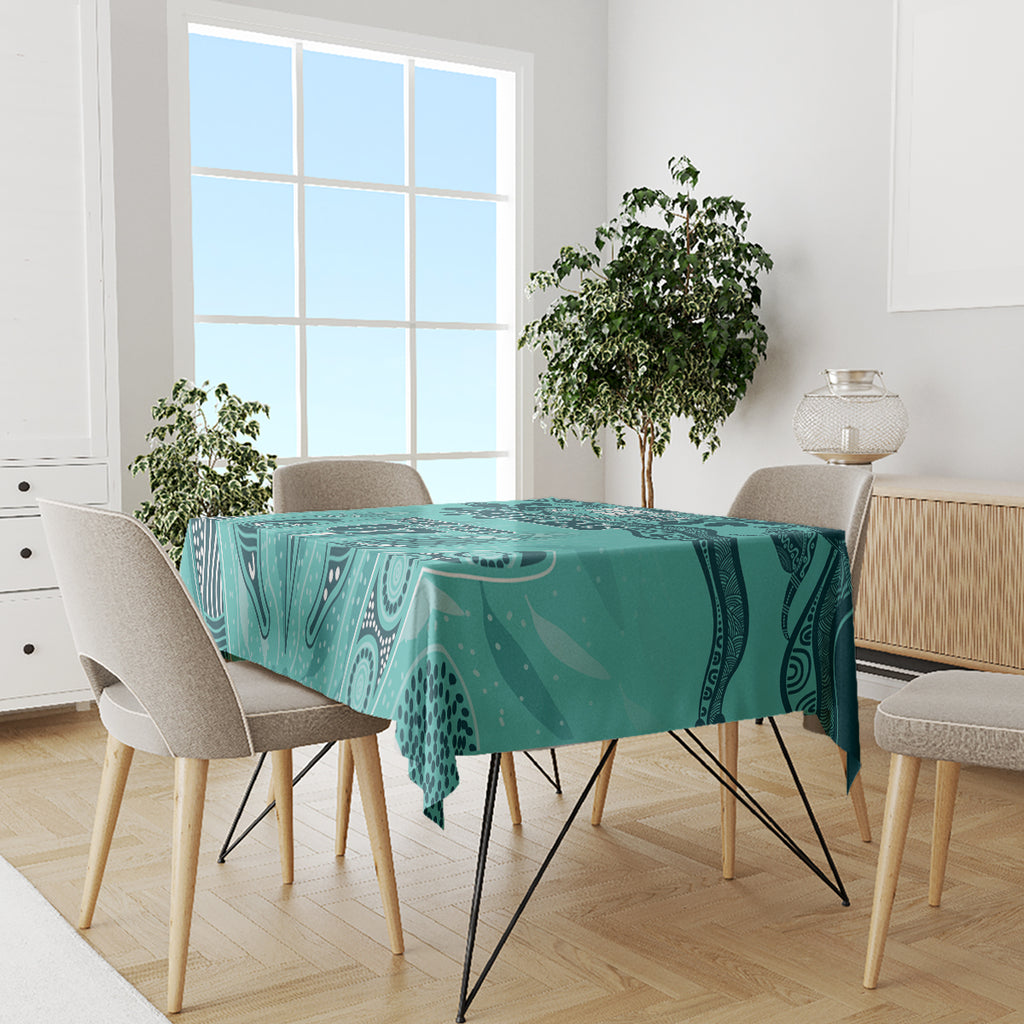 Australia Matildas Indigenous Tablecloth NAIDOC 2024 Turquoise Color