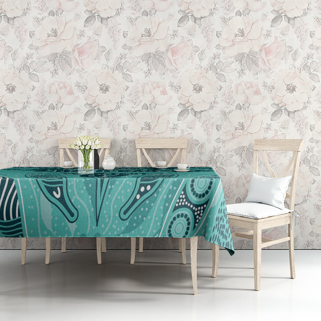 Australia Matildas Indigenous Tablecloth NAIDOC 2024 Turquoise Color