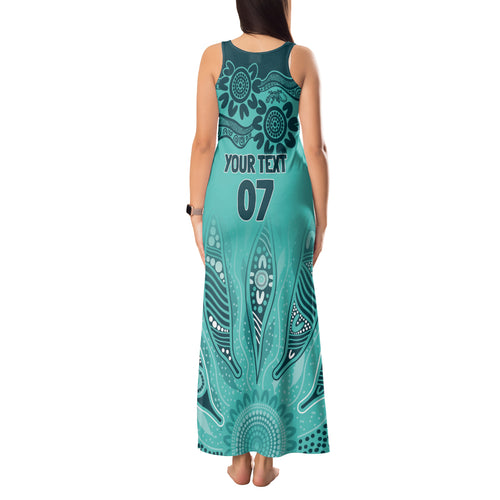 Australia Matildas Indigenous Tank Maxi Dress NAIDOC 2024 Turquoise Color