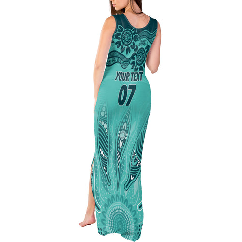 Australia Matildas Indigenous Tank Maxi Dress NAIDOC 2024 Turquoise Color