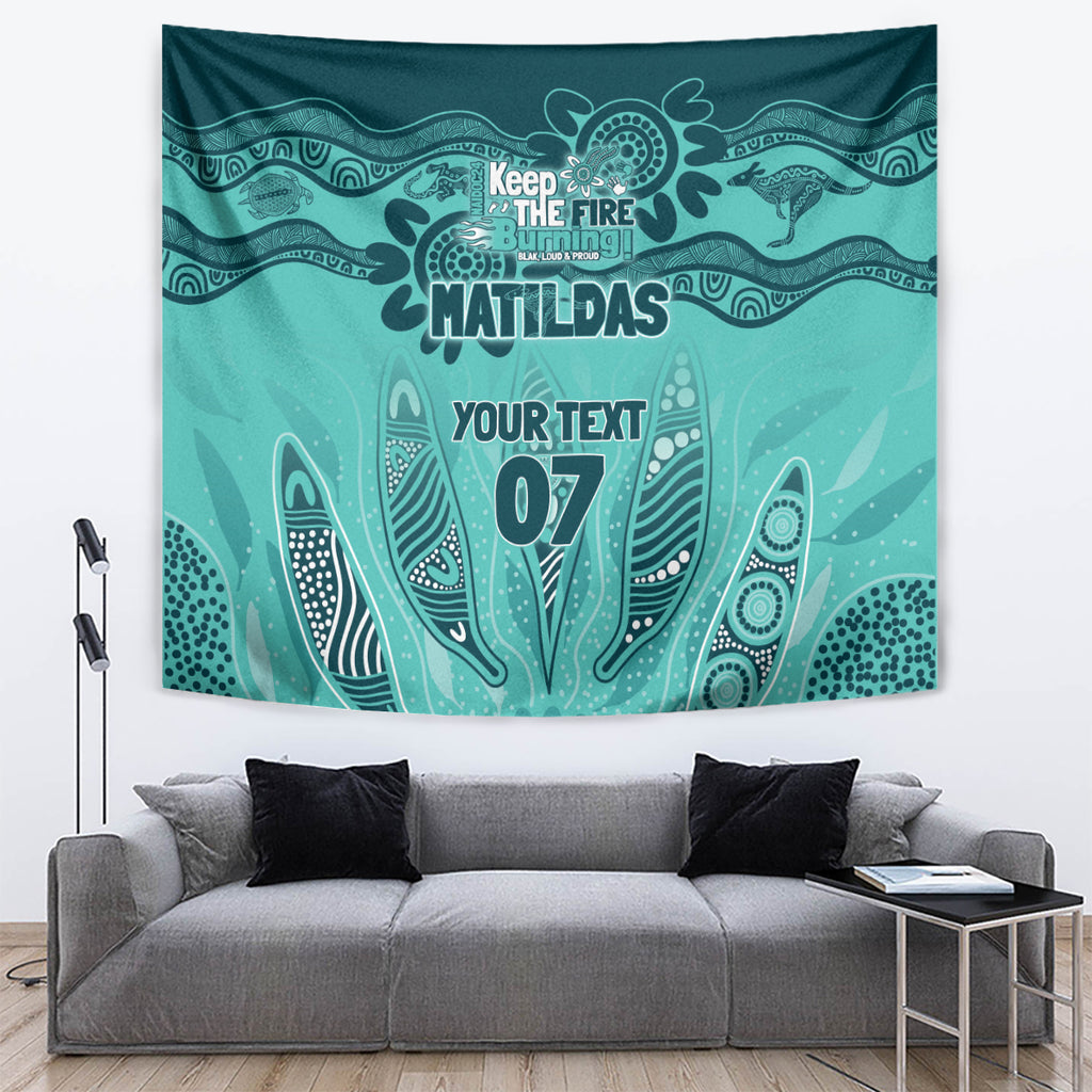 Australia Matildas Indigenous Tapestry NAIDOC 2024 Turquoise Color