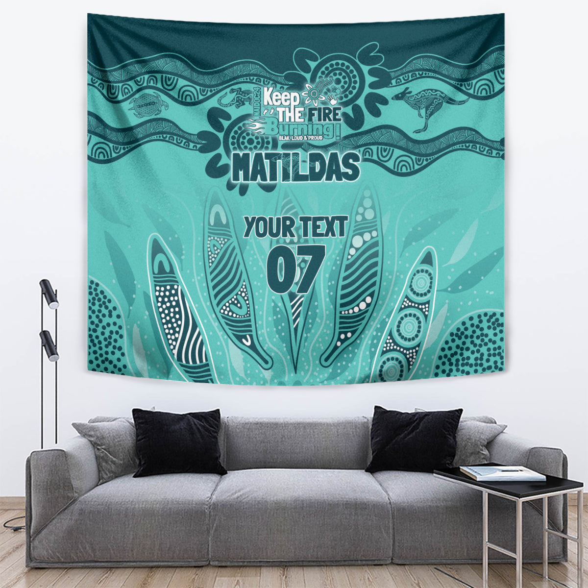 Australia Matildas Indigenous Tapestry NAIDOC 2024 Turquoise Color