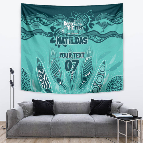 Australia Matildas Indigenous Tapestry NAIDOC 2024 Turquoise Color