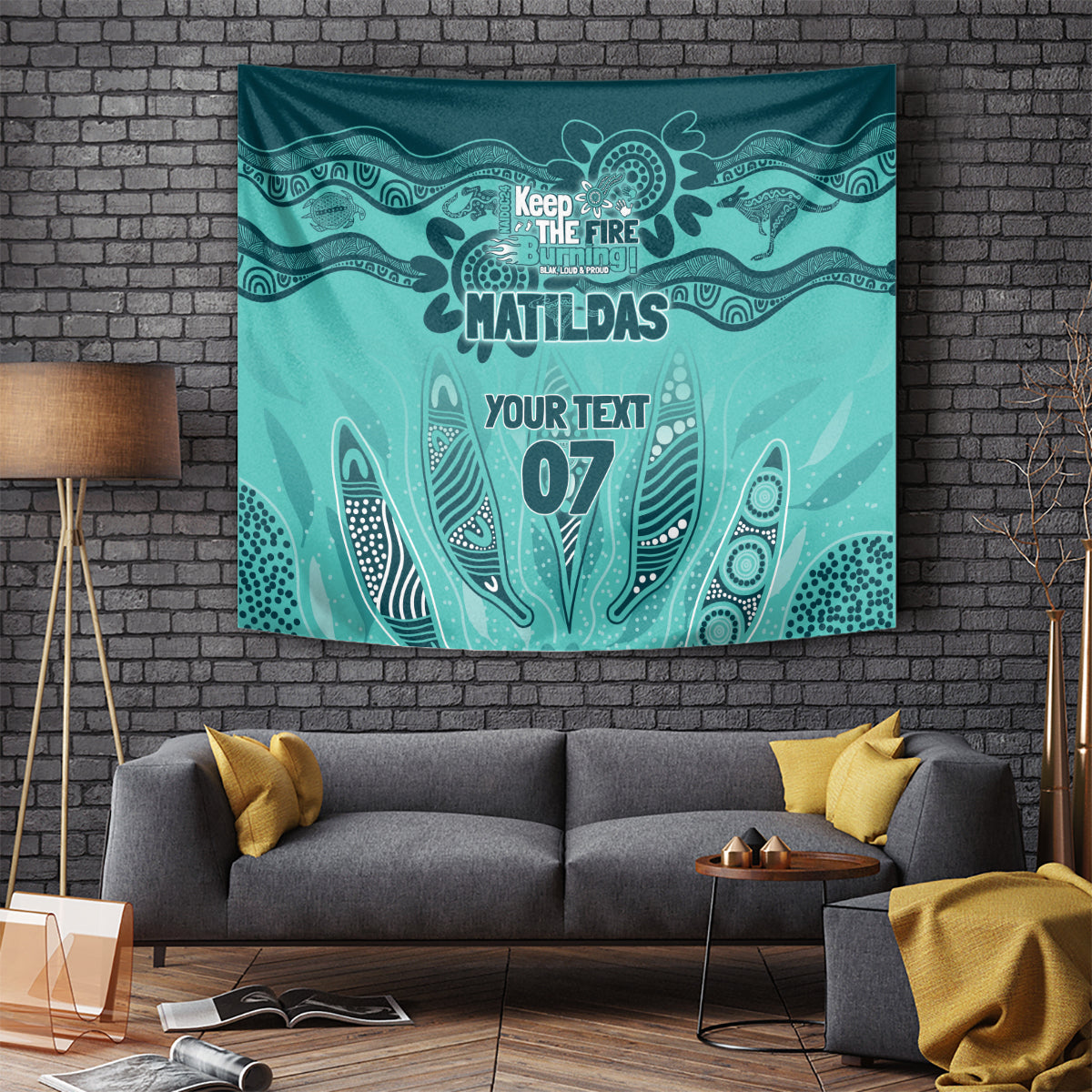 Australia Matildas Indigenous Tapestry NAIDOC 2024 Turquoise Color