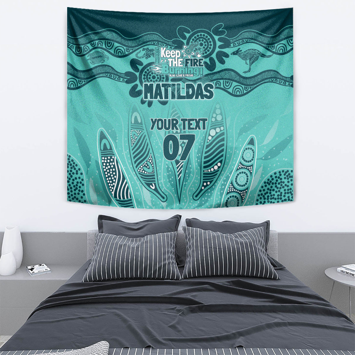 Australia Matildas Indigenous Tapestry NAIDOC 2024 Turquoise Color