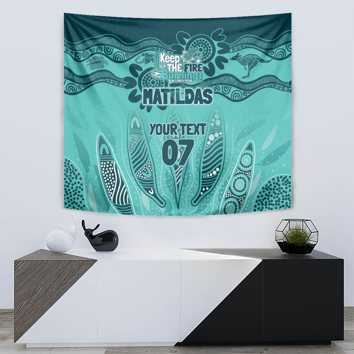 Australia Matildas Indigenous Tapestry NAIDOC 2024 Turquoise Color