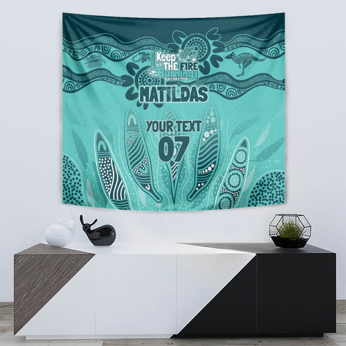 Australia Matildas Indigenous Tapestry NAIDOC 2024 Turquoise Color