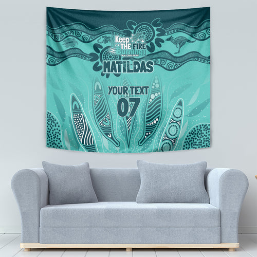 Australia Matildas Indigenous Tapestry NAIDOC 2024 Turquoise Color