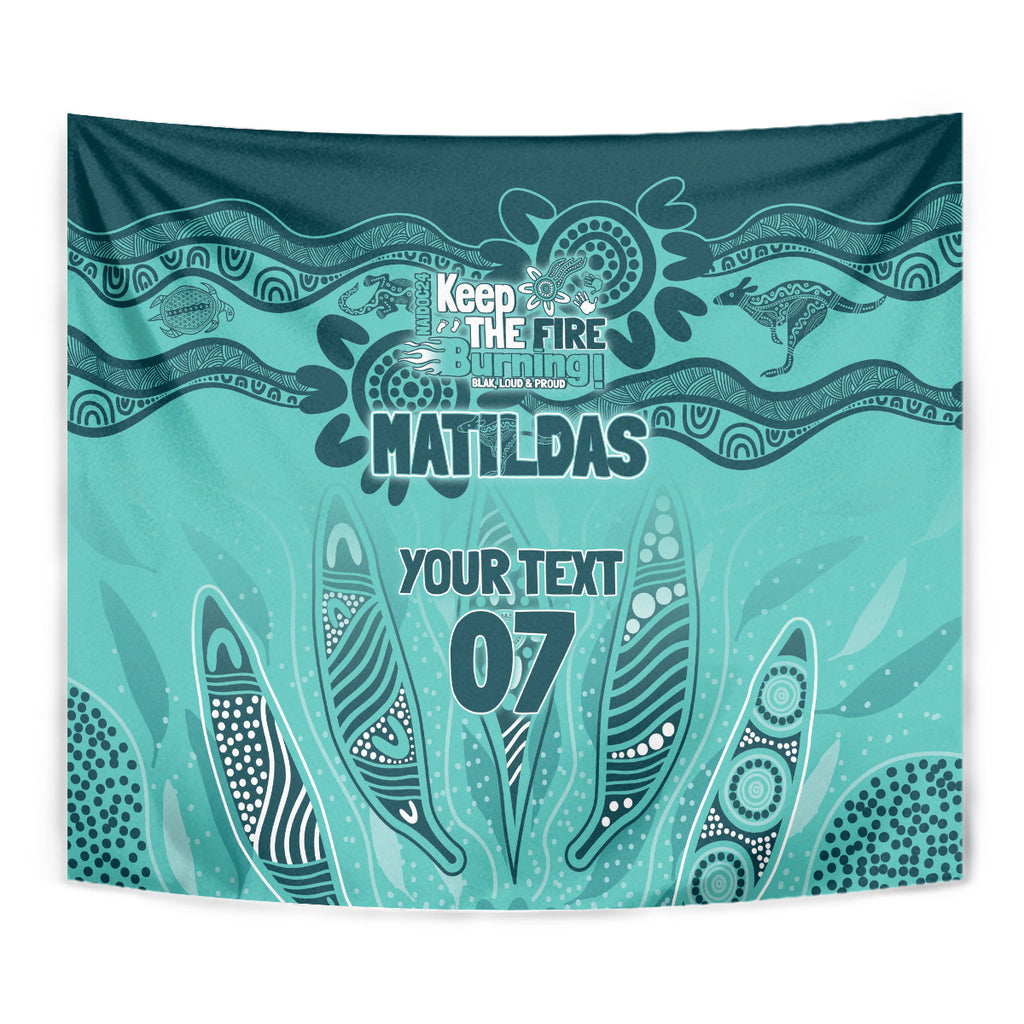 Australia Matildas Indigenous Tapestry NAIDOC 2024 Turquoise Color
