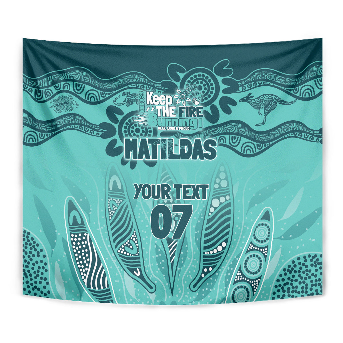 Australia Matildas Indigenous Tapestry NAIDOC 2024 Turquoise Color