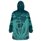 Australia Matildas Indigenous Wearable Blanket Hoodie NAIDOC 2024 Turquoise Color