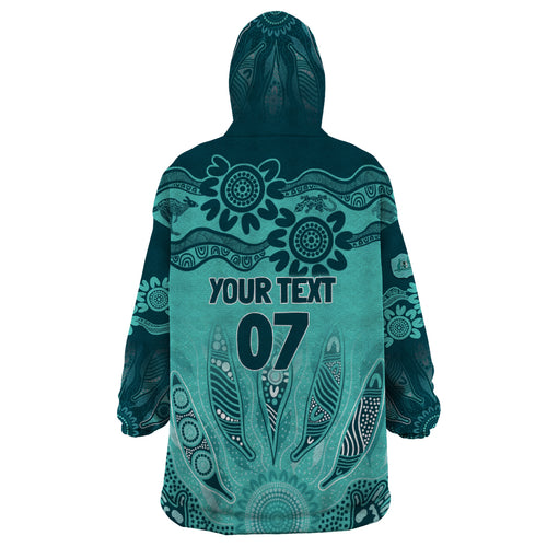 Australia Matildas Indigenous Wearable Blanket Hoodie NAIDOC 2024 Turquoise Color