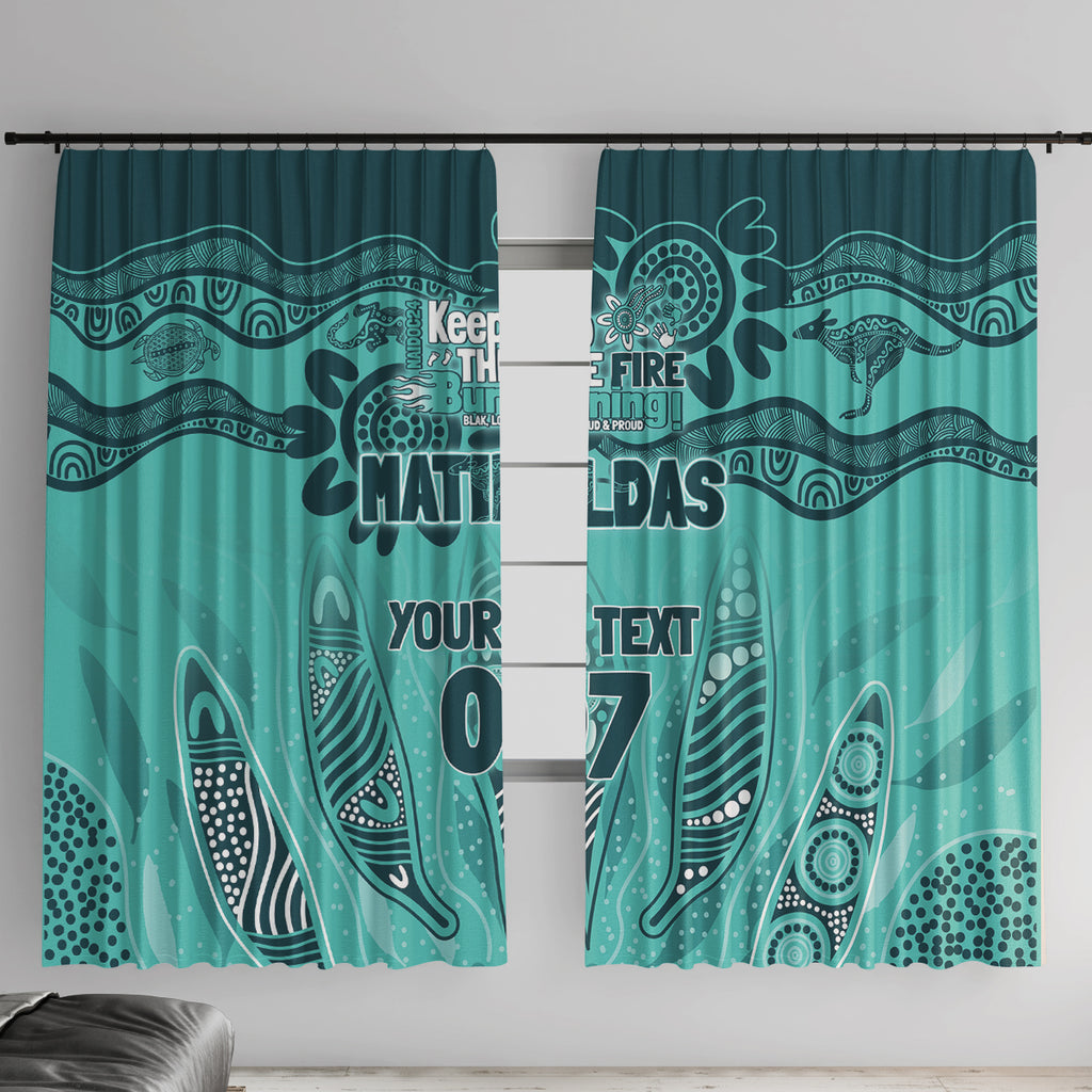 Australia Matildas Indigenous Window Curtain NAIDOC 2024 Turquoise Color