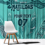 Australia Matildas Indigenous Window Curtain NAIDOC 2024 Turquoise Color