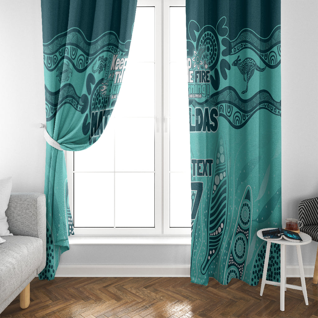 Australia Matildas Indigenous Window Curtain NAIDOC 2024 Turquoise Color
