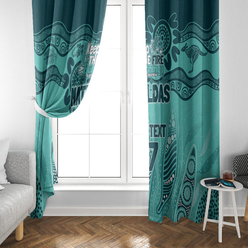 Australia Matildas Indigenous Window Curtain NAIDOC 2024 Turquoise Color