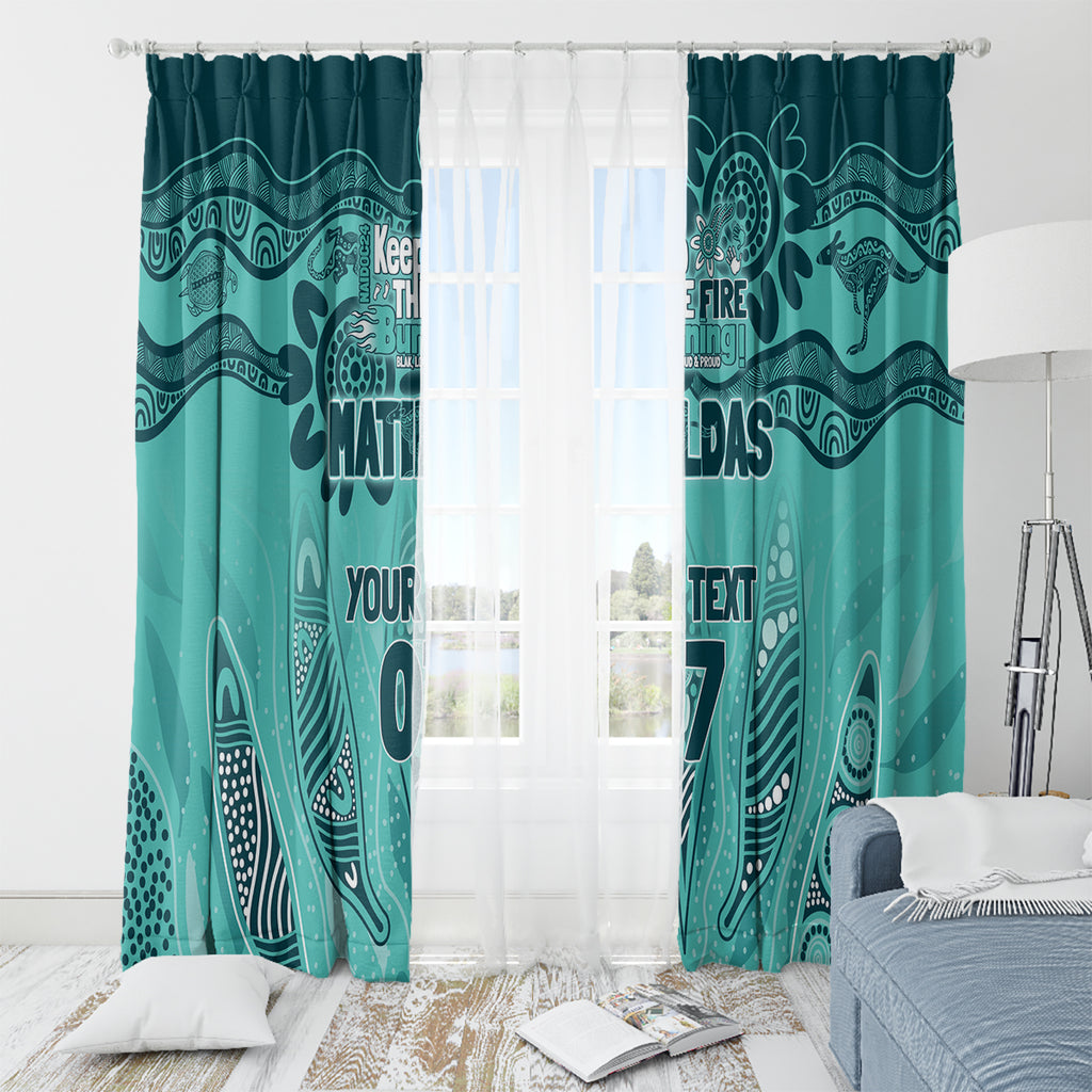 Australia Matildas Indigenous Window Curtain NAIDOC 2024 Turquoise Color