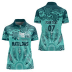 Australia Matildas Indigenous Women Polo Shirt NAIDOC 2024 Turquoise Color