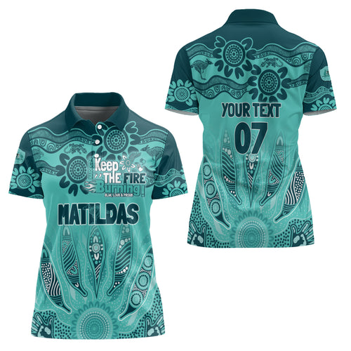 Australia Matildas Indigenous Women Polo Shirt NAIDOC 2024 Turquoise Color