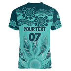 Australia Matildas Indigenous Women V-Neck T-Shirt NAIDOC 2024 Turquoise Color
