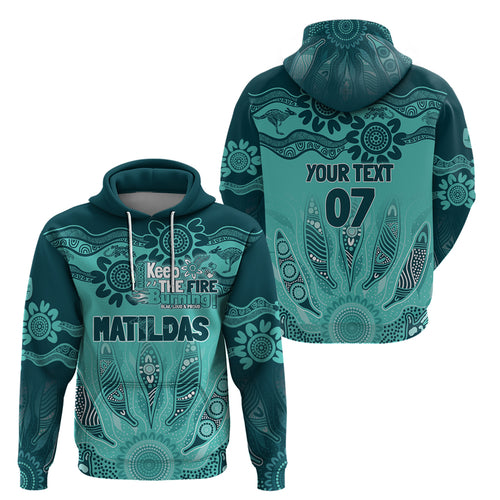 Australia Matildas Indigenous Zip Hoodie NAIDOC 2024 Turquoise Color