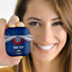 Manu Samoa Rugby Custom Navy Blue AirPods Case ʻIe Toga Pattern With Red Ula fala