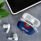 Manu Samoa Rugby Custom Navy Blue AirPods Case ʻIe Toga Pattern With Red Ula fala