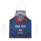 Manu Samoa Rugby Custom Navy Blue Apron ʻIe Toga Pattern With Red Ula fala
