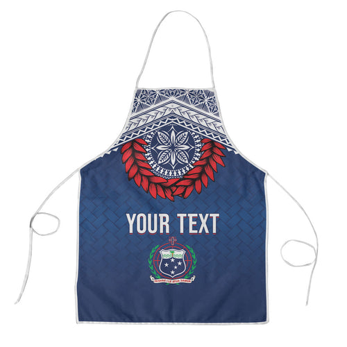 Manu Samoa Rugby Custom Navy Blue Apron ʻIe Toga Pattern With Red Ula fala