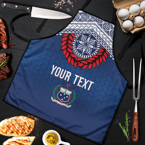 Manu Samoa Rugby Custom Navy Blue Apron ʻIe Toga Pattern With Red Ula fala