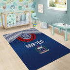 Manu Samoa Rugby Custom Navy Blue Area Rug ʻIe Toga Pattern With Red Ula fala