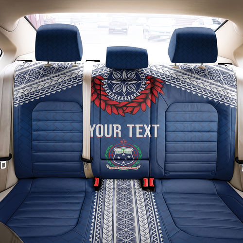 Manu Samoa Rugby Custom Navy Blue Back Car Seat Cover ʻIe Toga Pattern With Red Ula fala