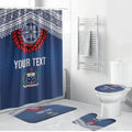 Manu Samoa Rugby Custom Navy Blue Bathroom Set ʻIe Toga Pattern With Red Ula fala