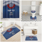 Manu Samoa Rugby Custom Navy Blue Bathroom Set ʻIe Toga Pattern With Red Ula fala