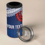 Manu Samoa Rugby Custom Navy Blue 4 in 1 Can Cooler Tumbler ʻIe Toga Pattern With Red Ula fala
