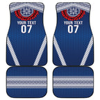 Manu Samoa Rugby Custom Navy Blue Car Mats ʻIe Toga Pattern With Red Ula fala