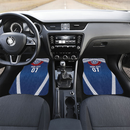 Manu Samoa Rugby Custom Navy Blue Car Mats ʻIe Toga Pattern With Red Ula fala