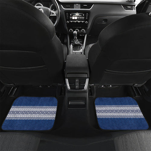 Manu Samoa Rugby Custom Navy Blue Car Mats ʻIe Toga Pattern With Red Ula fala
