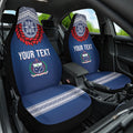 Manu Samoa Rugby Custom Navy Blue Car Seat Cover ʻIe Toga Pattern With Red Ula fala
