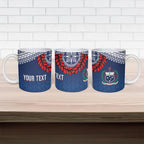 Manu Samoa Rugby Custom Navy Blue Ceramic Mug ʻIe Toga Pattern With Red Ula fala
