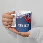 Manu Samoa Rugby Custom Navy Blue Ceramic Mug ʻIe Toga Pattern With Red Ula fala